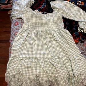 Blue B Gingham light green boutique dress